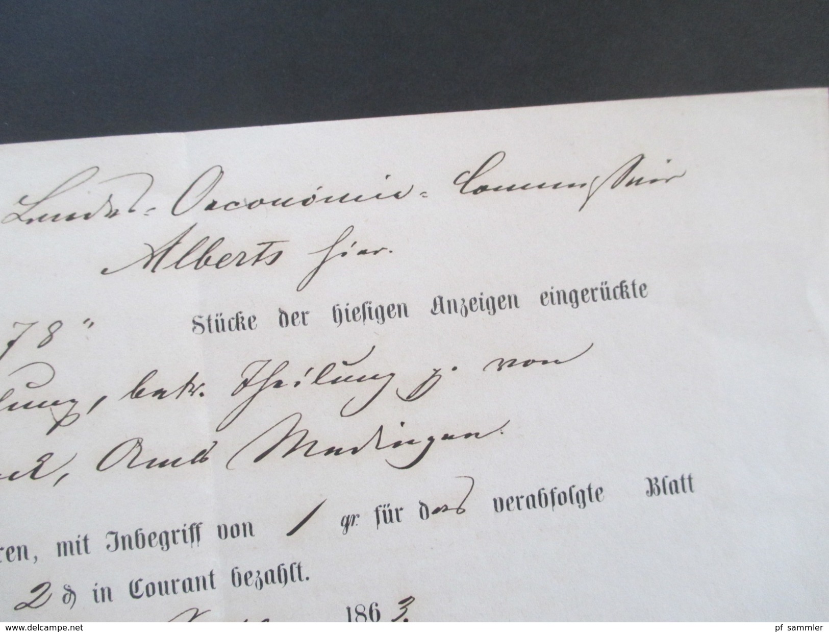 AD Hannover 3x Postscheine / Anzeigenquittunge 1858 / 60 / 63 Lüneburg. Insertions Gebühren. Zeitungsschein
