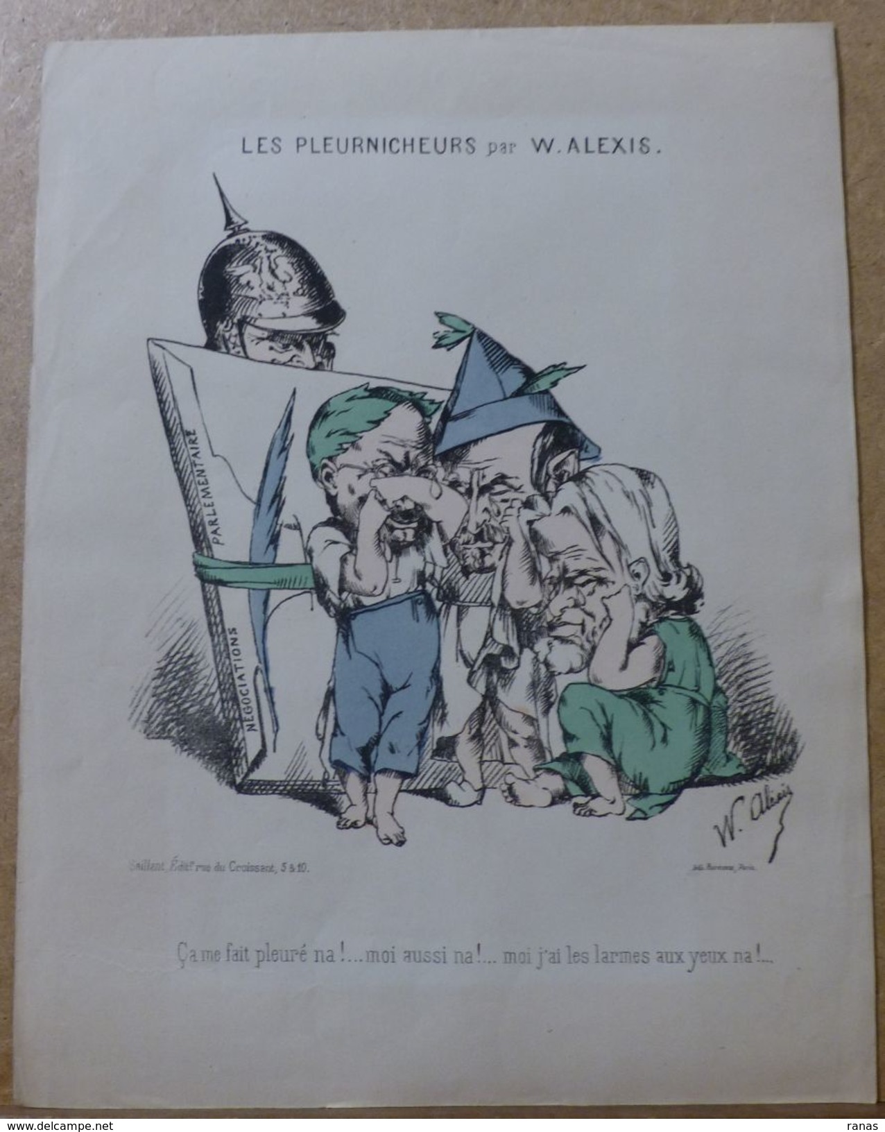 Estampe Gravure Satirique Caricature D'époque 1870 Bismarck Par Alexis FAVRE - Stiche & Gravuren