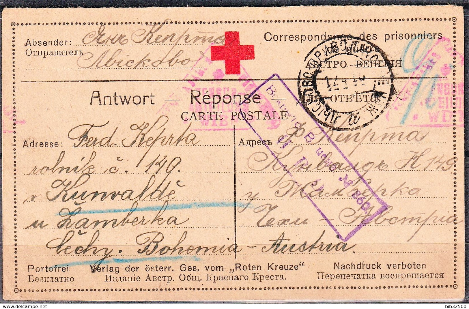 Correspondance Des Prisonniers De Guerre -:- Carte Poste Envoyée De LISKOVO Pour L'Autriche - - 1916-19 Deutsche Besatzung