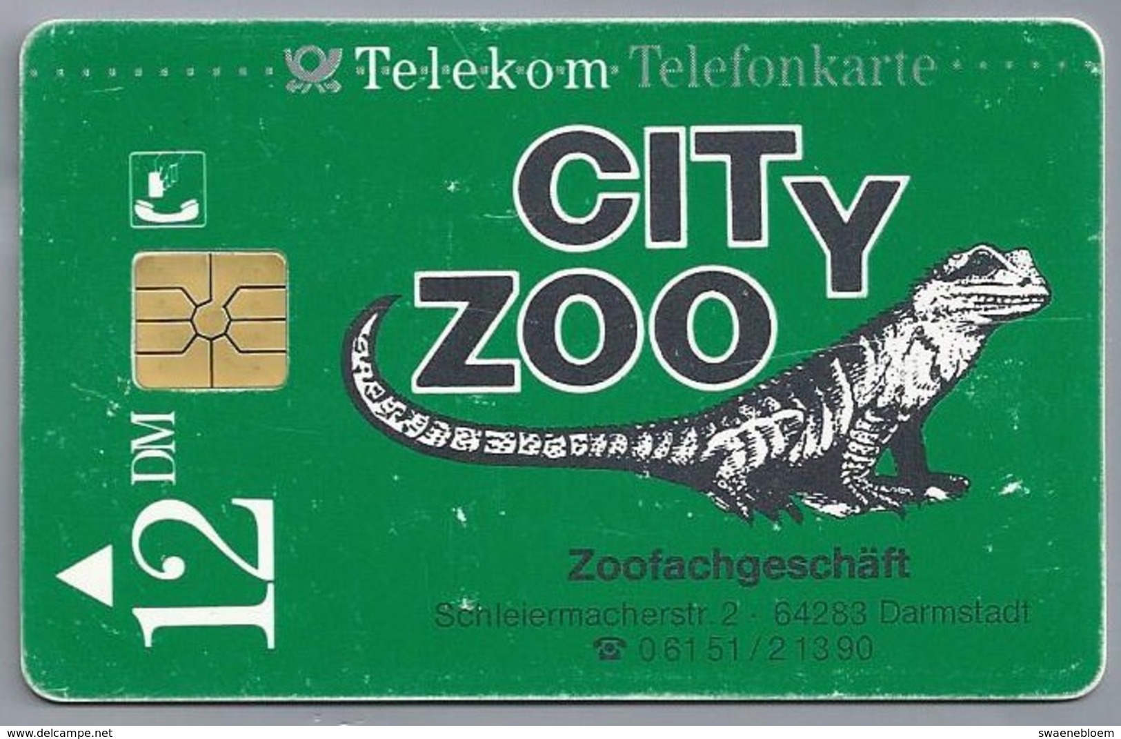 DE.- Telefoonkaart. Telecom TELEFONKARTE. 12 DM. - CITY ZOO. Zoofachgeschaft. Darmstadt. Slang. - P & PD-Reeksen : Loket Van D. Telekom