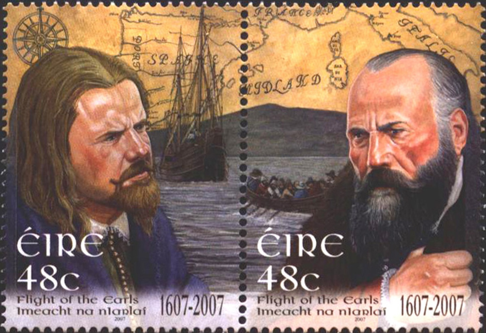 IRELAND STAMPS, SETENANT PAIR, 2007, FLIGHT OF THE EARLS, MNH - Unused Stamps