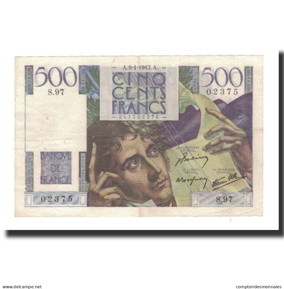 Billet, France, 500 Francs, 1947-01-9, TTB+, Fayette:34.7, KM:129a - 500 F 1945-1953 ''Chateaubriand''