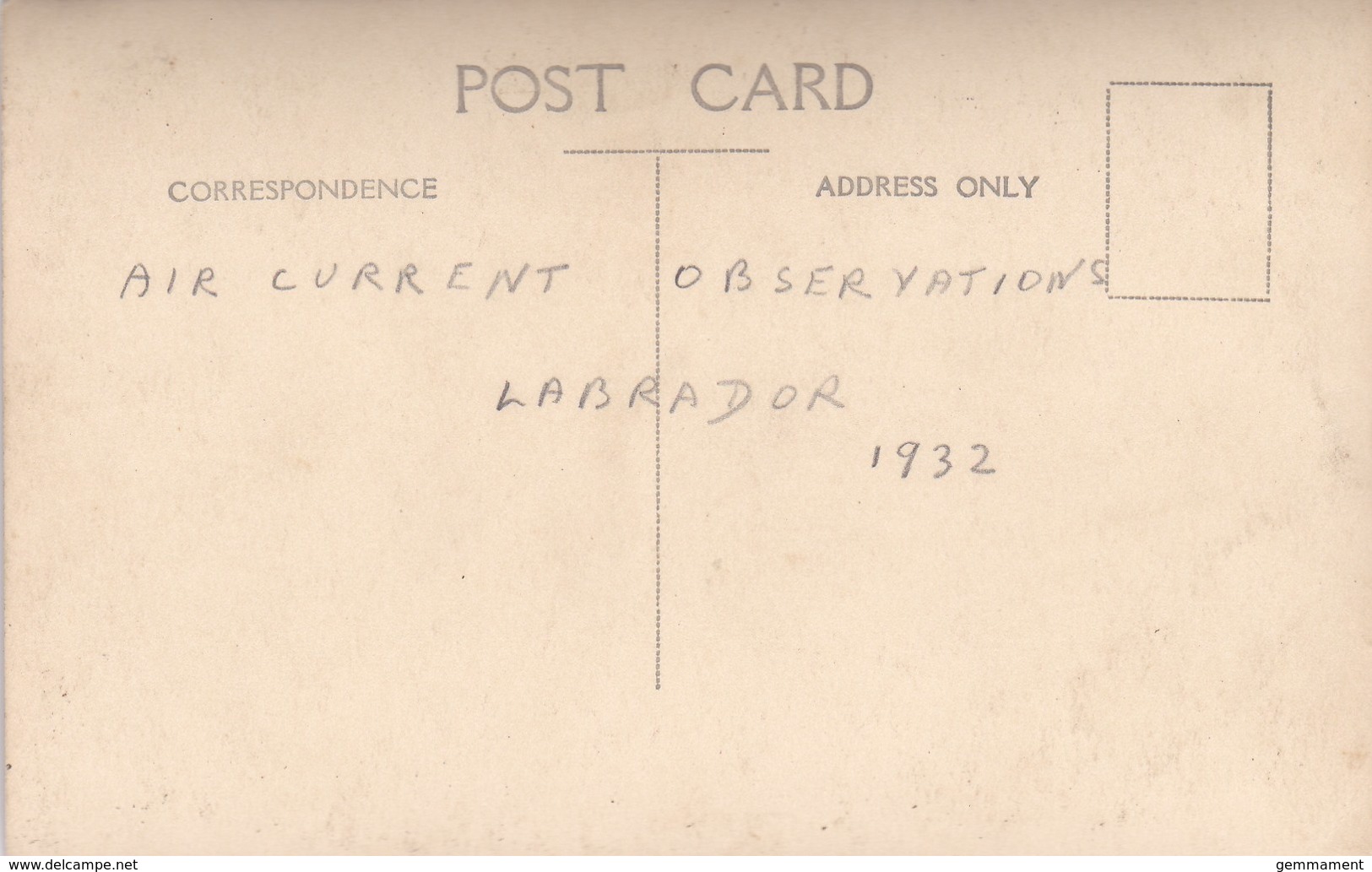 LABRADOR - AIR CURRENT OBSERVATIONS 1932 - Other & Unclassified