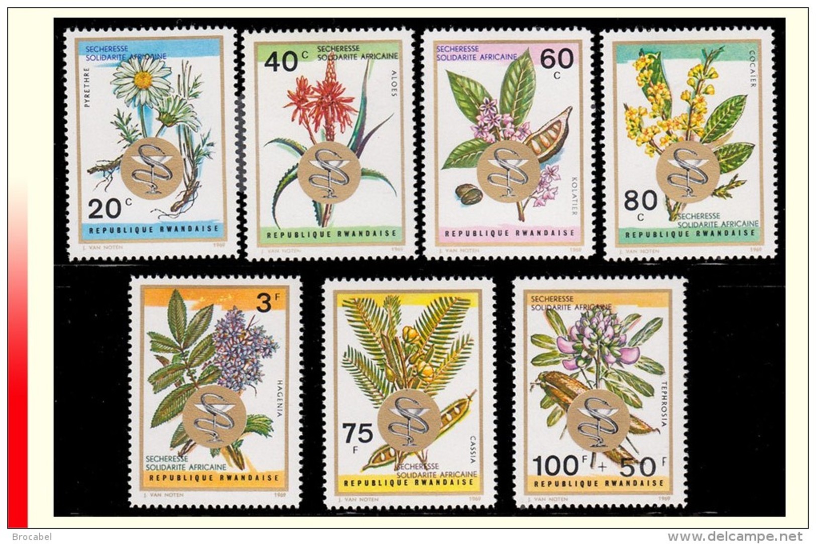 Rwanda 0537/43**  Fleurs Surchargés  MNH - Neufs