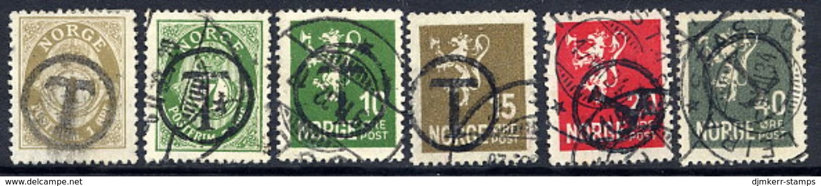 NORWAY Postage Issues Handstamped T Used As Postage Due Stamps. (6) - Used Stamps