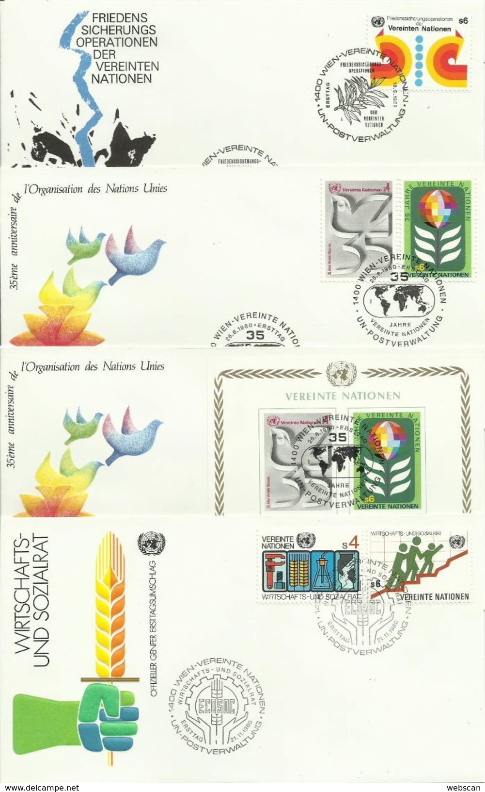 UNO Wien 13 FDC - Nr. 1-22 Kpl. Sammlung 1979-1981 - FDC