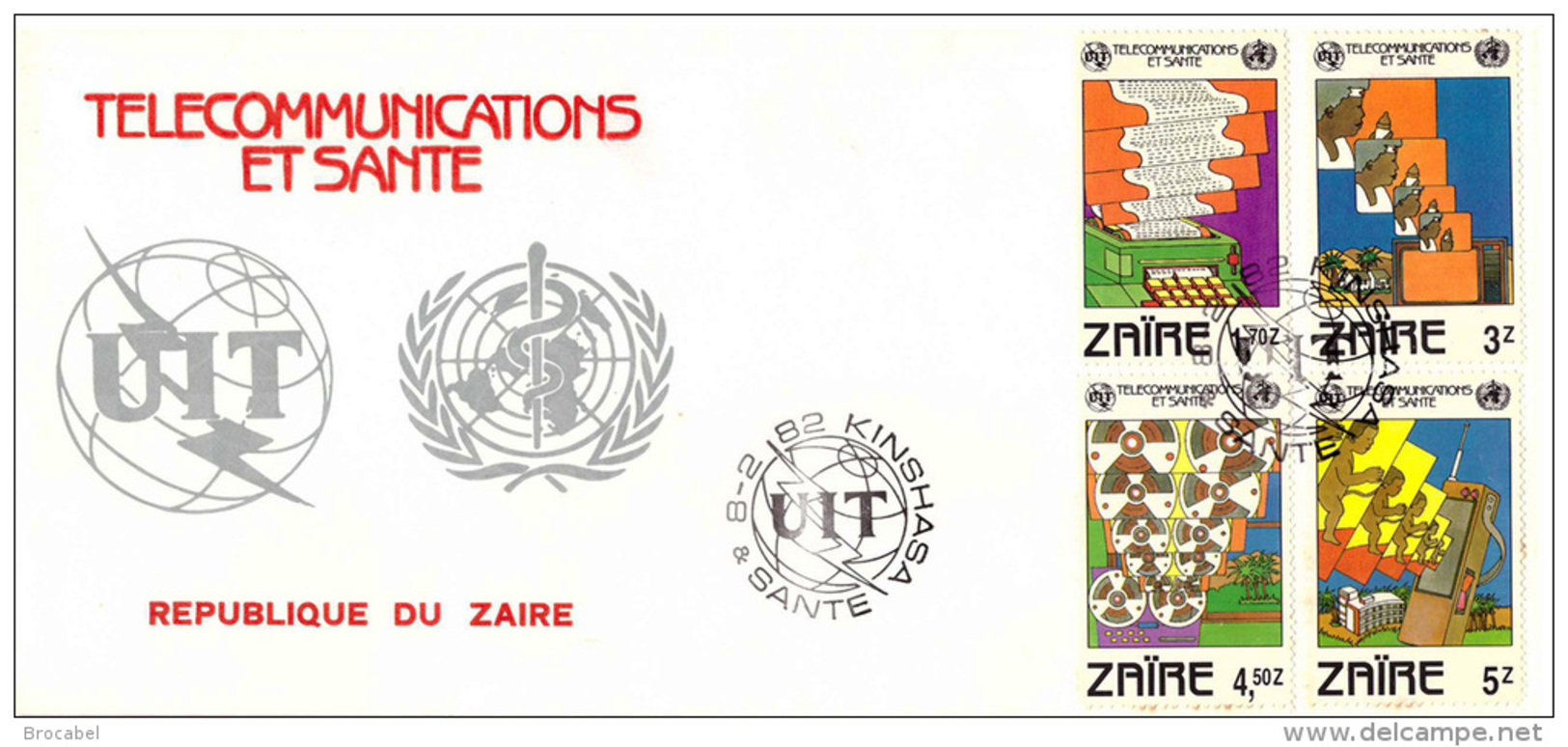 Zaire 1125/32 FDC  Telecommunications Et Sante - 1980-1989