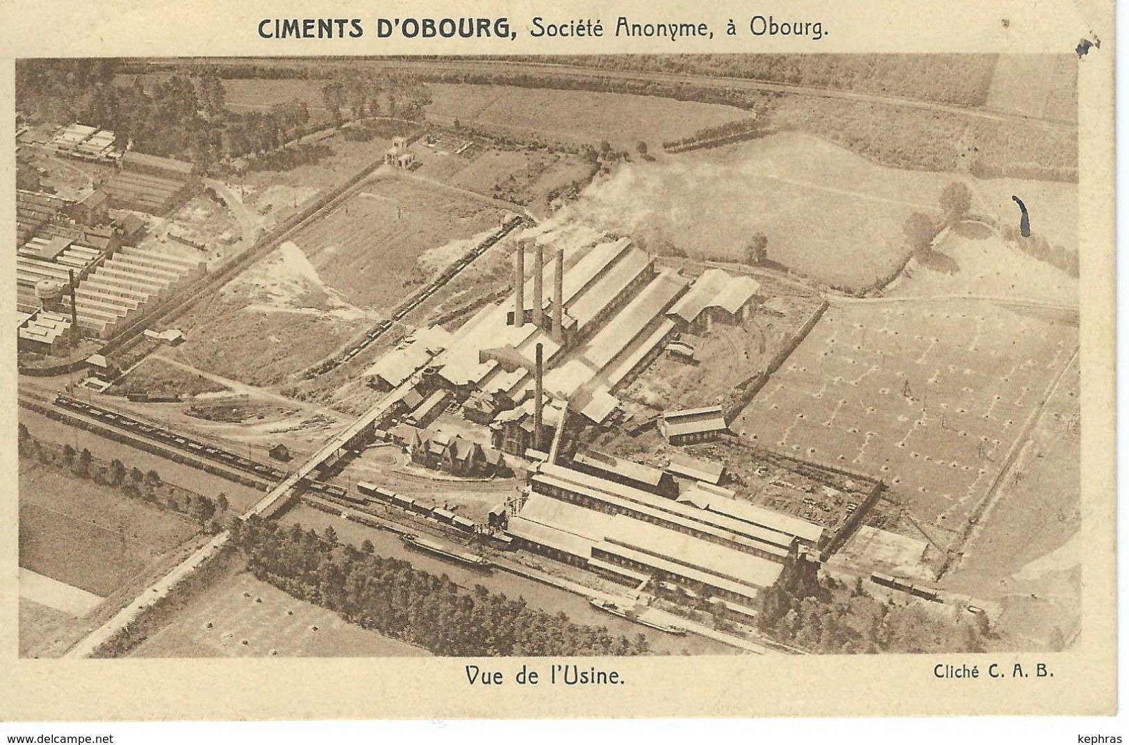 Ciments D'OBOURG - Vue De L'Usine - Cachet De La Poste 1937 - Mons