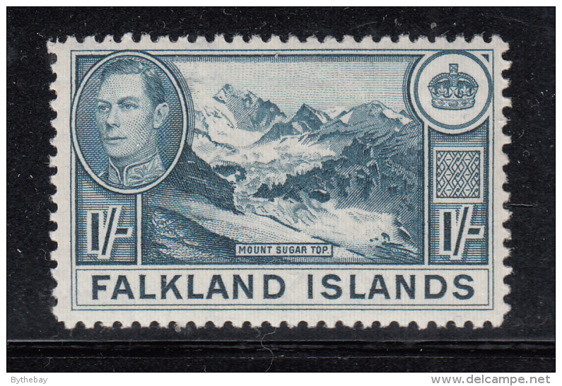 Falkland Islands 1938 MH Scott #91 1sh Mount Sugar Top George VI - Falkland