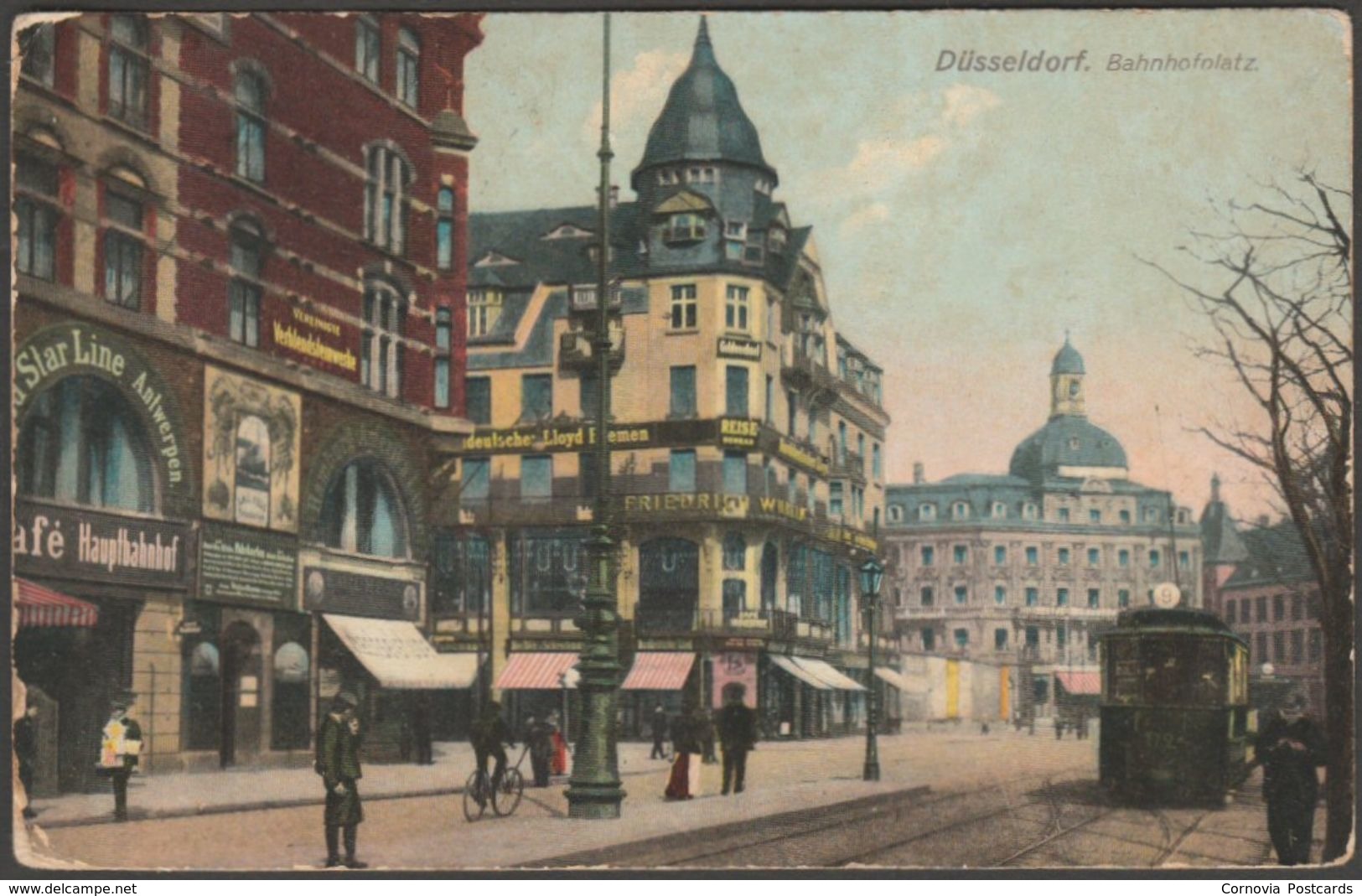 Bahnhofplatz, Düsseldorf, Deutschland, 1919 - Field Post Office - Zieher AK - Duesseldorf