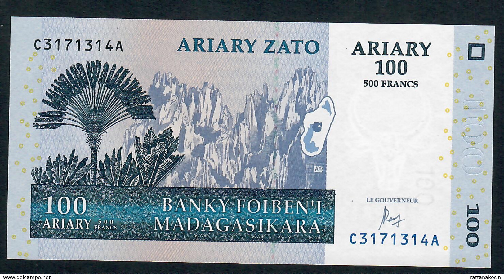 MADAGASCAR P86c 100 ARIARY  2004  #C/A Signature 7 Issued 2016 UNC. - Madagaskar