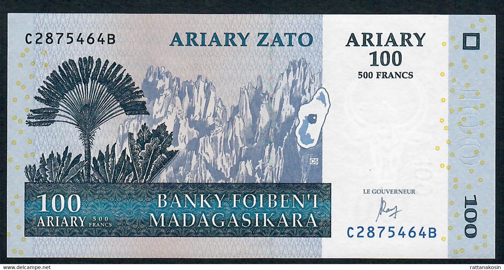 MADAGASCAR P86c 100 ARIARY  2004  CB Signature 7 Issued 2016 UNC. - Madagascar