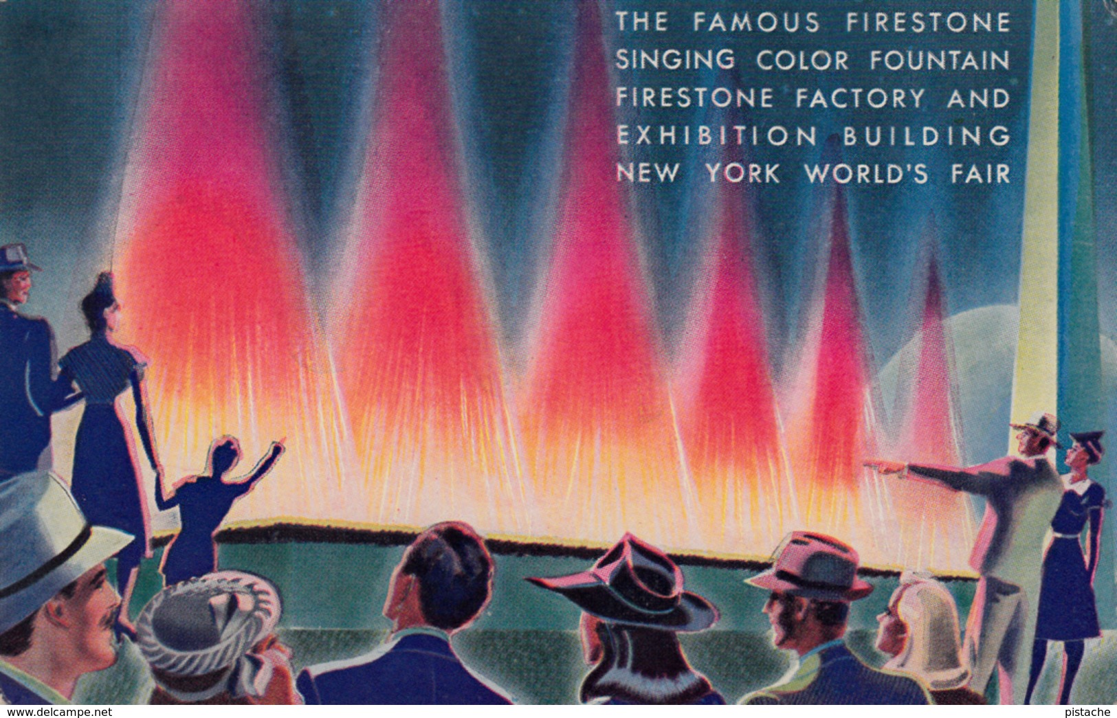 New York World's Fair - Exhibition Exposition - Firestone Factory Singing Fountain - VG Condition - 2 Scans - Expositions