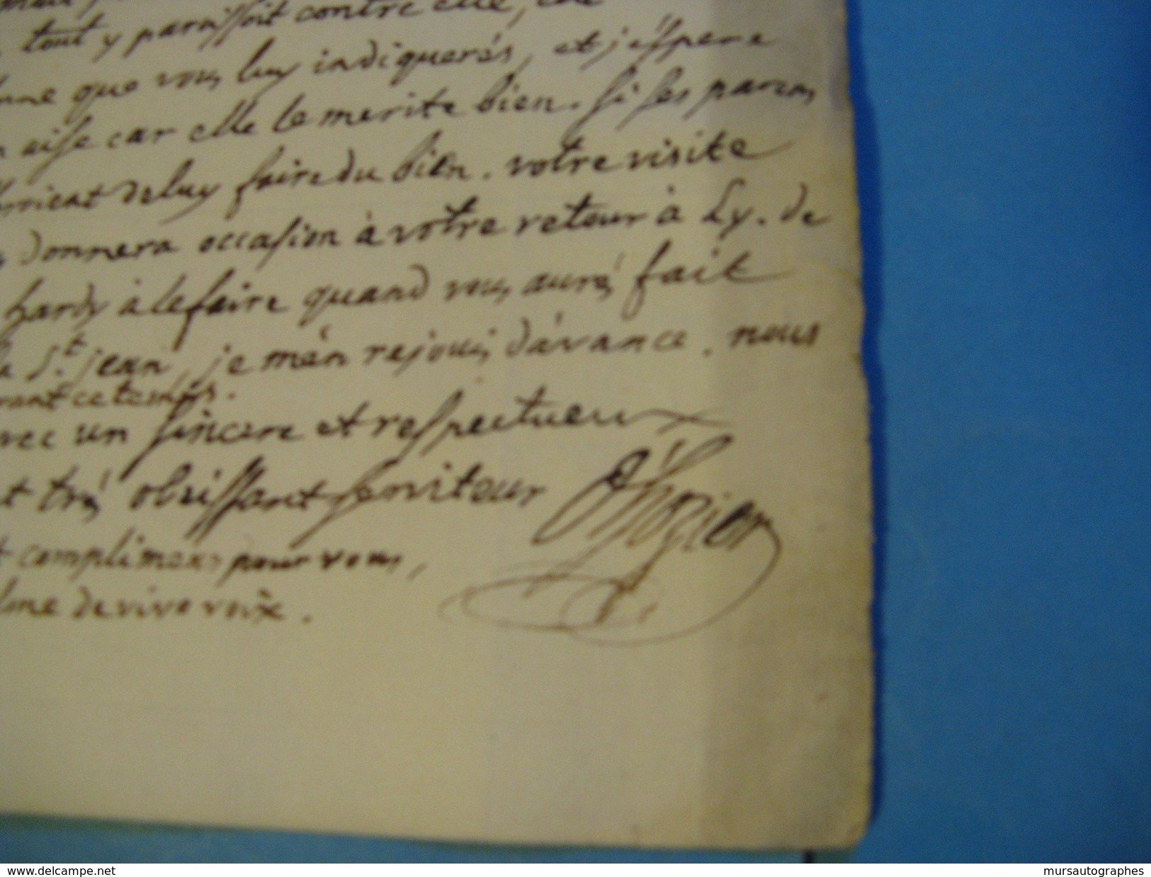 LETTRE AUTOGRAPHE SIGNEE D'ANTOINE-MARIE D'HOZIER 1763 GENEALOGISTE JUGE D'ARMES NOBLESSE HERALDIQUE LYON - Otros & Sin Clasificación