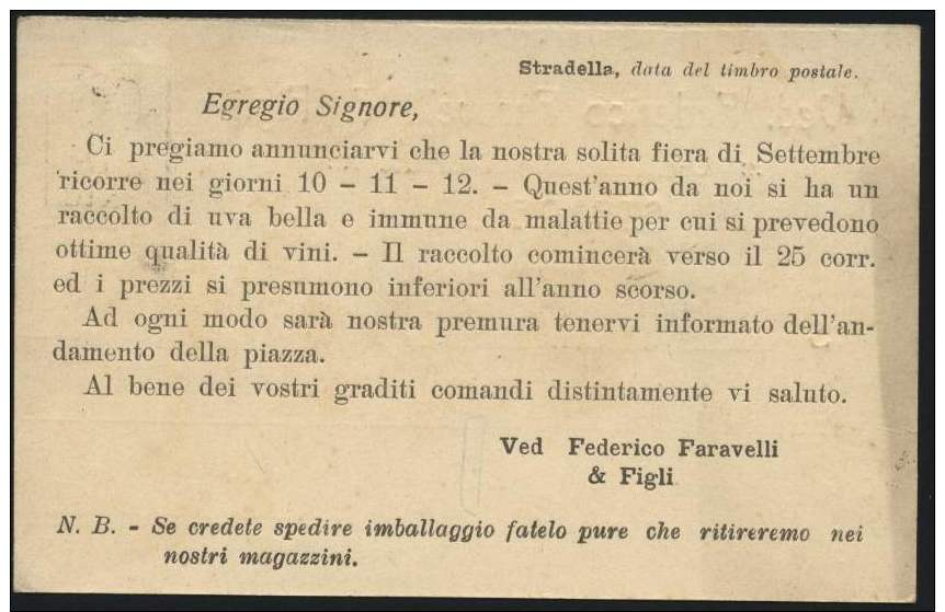 1923-Pavia Cartolina Con Intestazione Pubblicitaria "Faravelli-commissionari Vini Ed Uve-Stradella "affrancata 10c.su 2c - Pavia