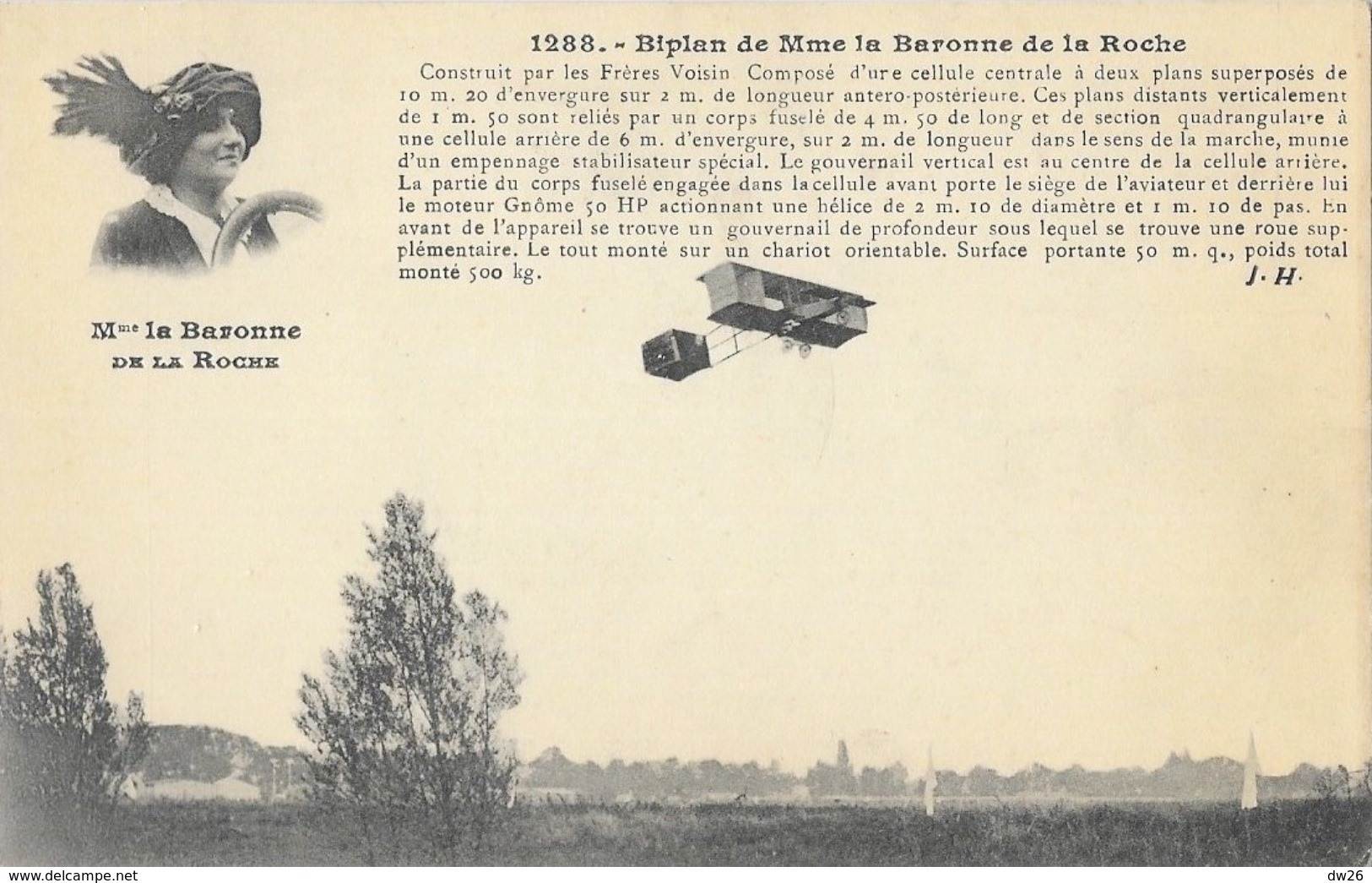 Aéroplane: Le Biplan De Mme La Baronne De La Roche Construit Par Les Frères Voisin - Carte J. Hauser Non Circulée - ....-1914: Voorlopers