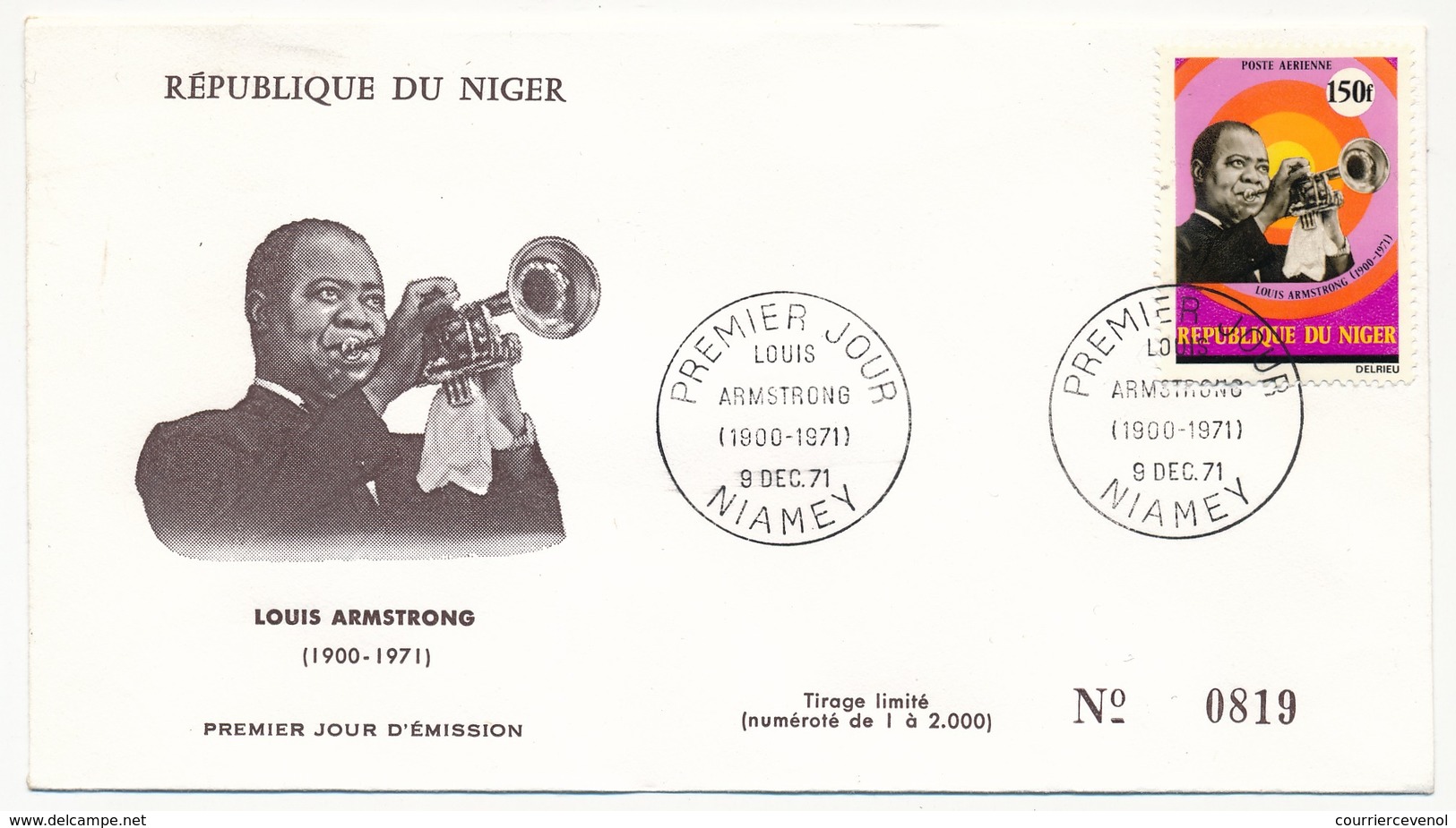 NIGER => 2 Enveloppes FDC => Louis Armstrong - NIAMEY - 9 Décembre 1971 - Níger (1960-...)