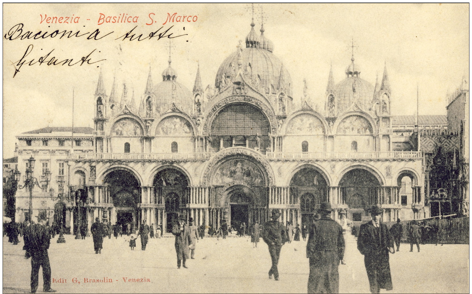 1904-Venezia Cartolina Viaggiata "basilica Di San Marco" Animata - Venezia