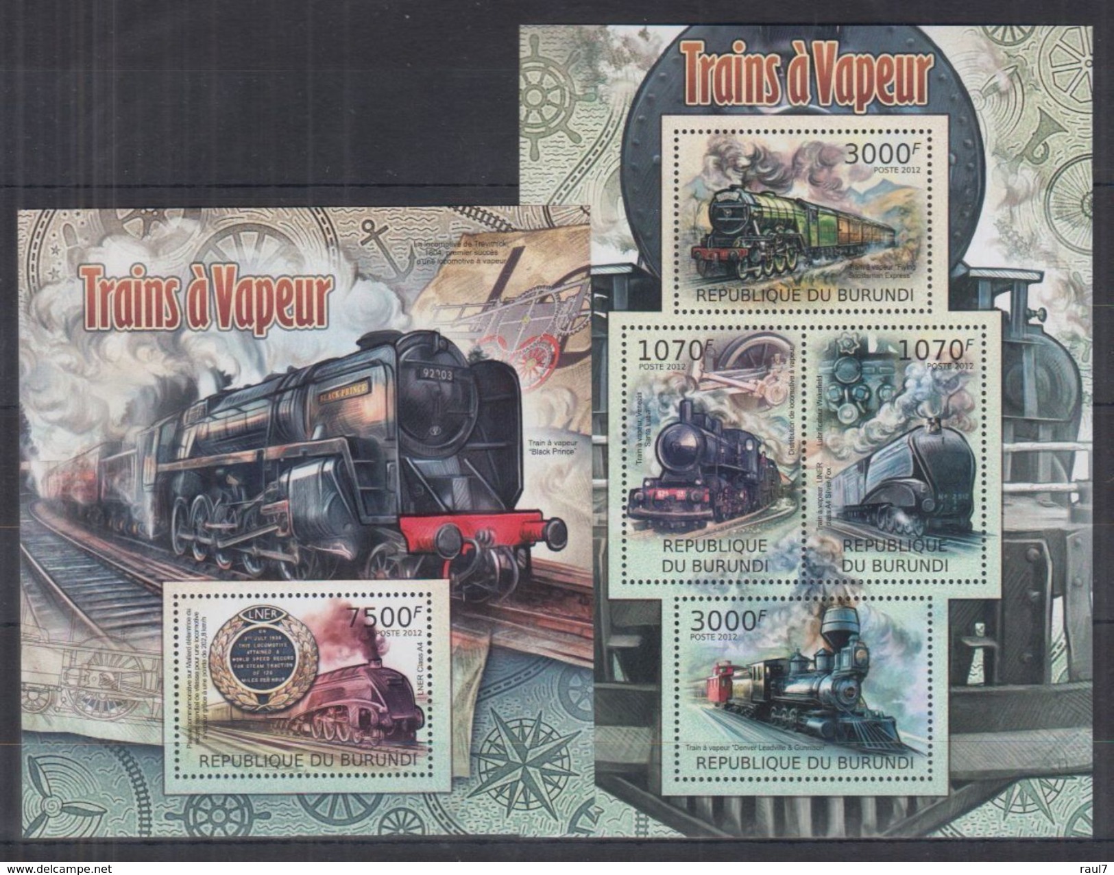 BURUNDI 2012 - Transports, Trains, Locomotives à Vapeur - 4 Val + BF Neufs // Mnh - Neufs