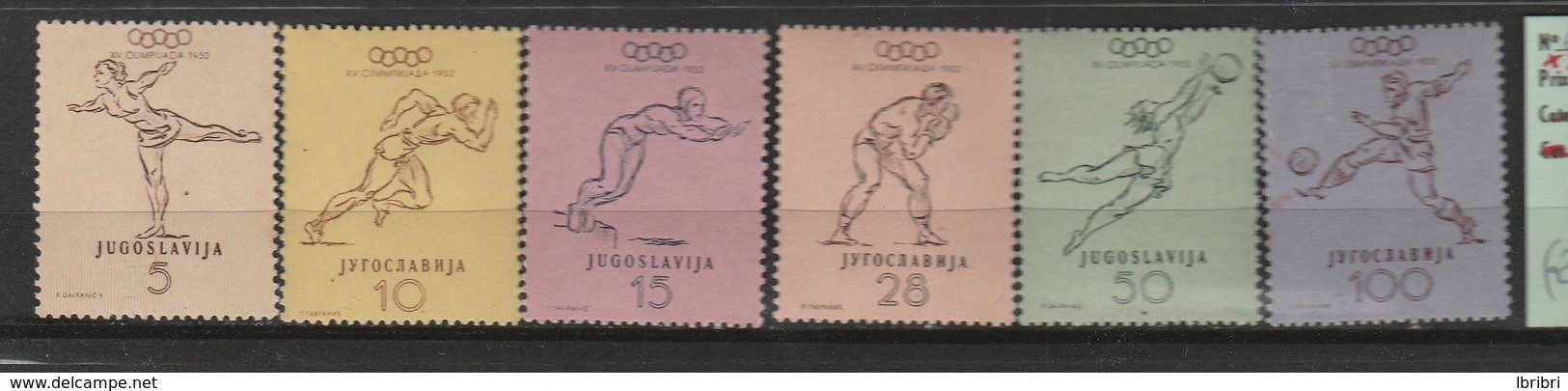 YOUGOLSAVIE N° 611/616 JEUX OLYMPIQUES  D’HELSINKI NEUF SANS CHARNEIRE - Nuovi