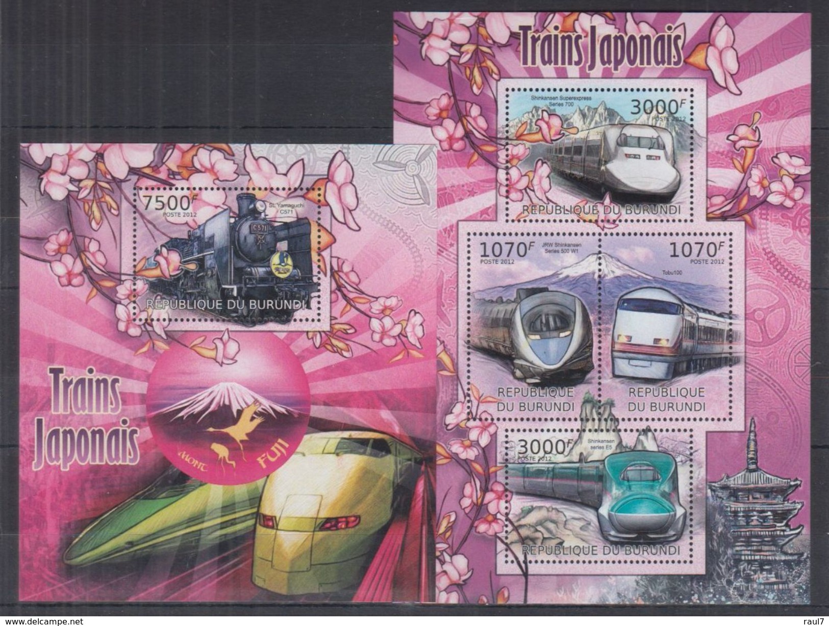 BURUNDI 2012 - Transports, Trains Japon - 4 Val + BF Neufs // Mnh - Neufs