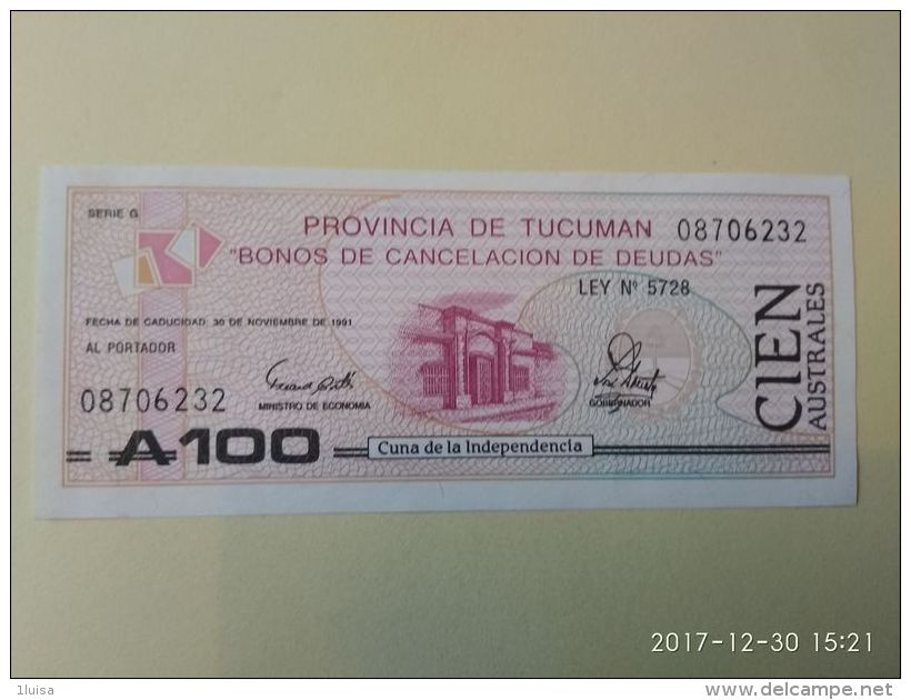 100 Australes 1991 - Argentina