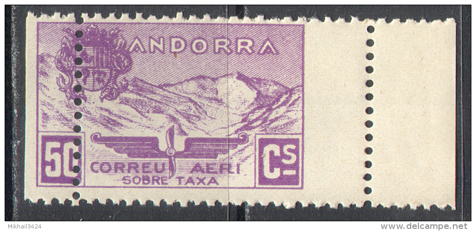 3153 ✅ Aviation Planes Mountains 1932 Andorra Spanish 1v MNH ** Unissued Error - Nuovi