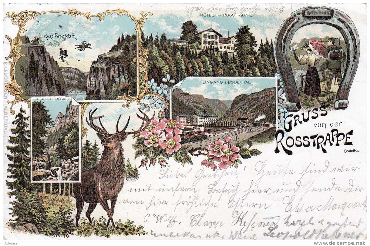 Litho Gruss Von Der ROSSTRAPPE, Gel.1898 Nach Mähren, Magdeburg Bahnstempel, Seltene Karte, Gebrauchsspuren - Böhmen Und Mähren