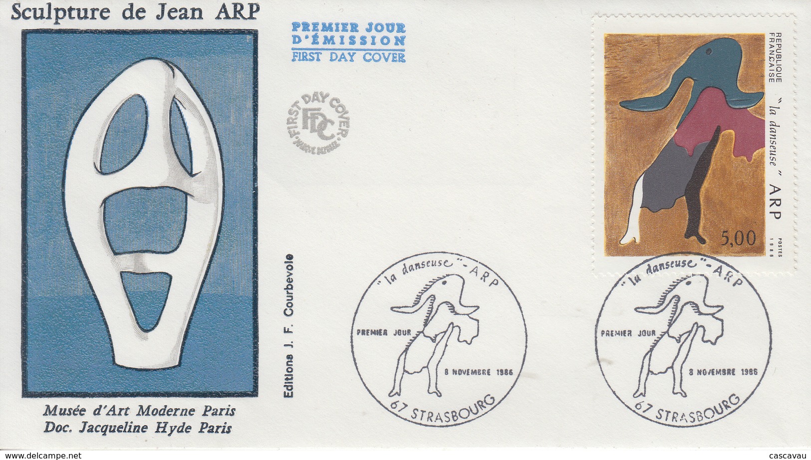 Enveloppe  FDC  1er  Jour   Oeuvre   De   Jean   ARP    STRASBOURG   1986 - 1980-1989