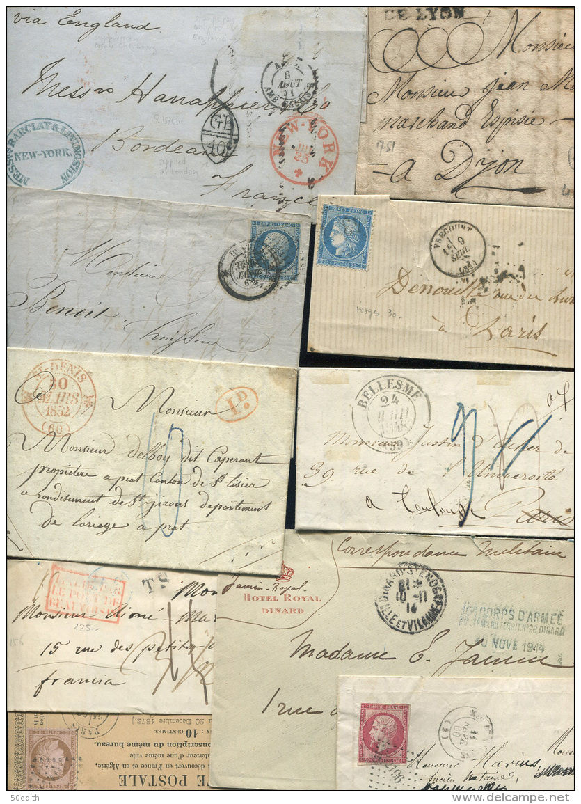 Lot Intéressant Et Varié De 100 Lettres  Entre 1751 Et 1900 (une De 1914), à Voir - Autres & Non Classés