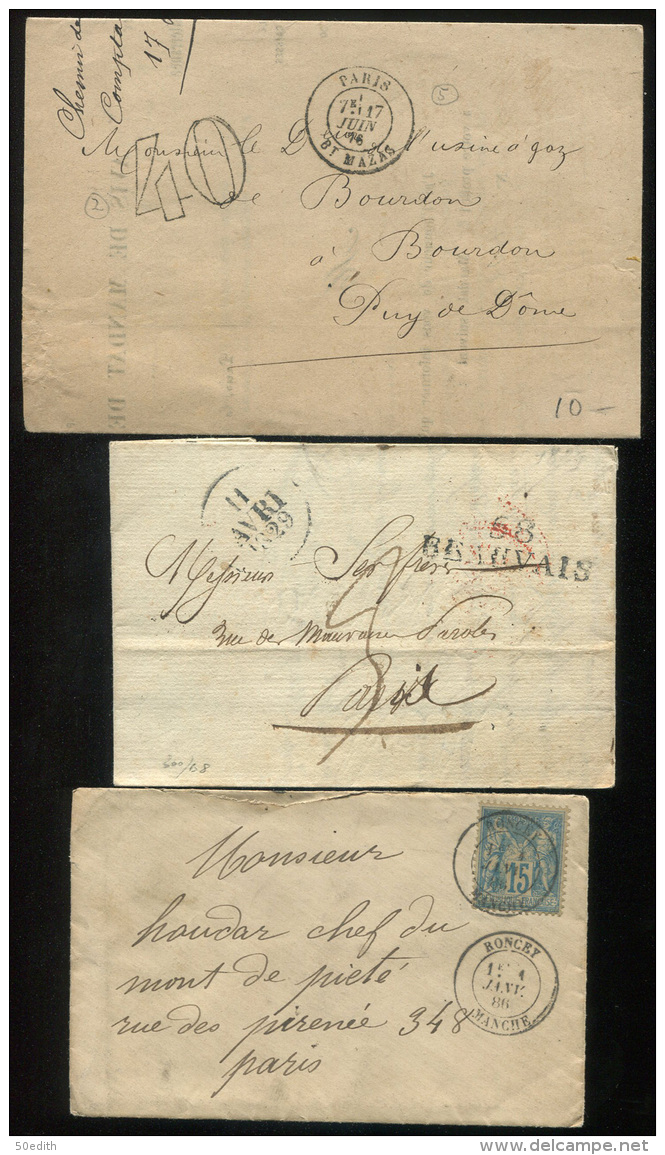 lot intéressant et varié de 100 lettres  entre 1751 et 1900 (une de 1914), à voir