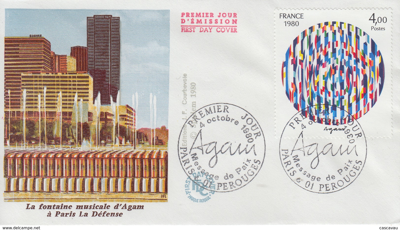 Enveloppe  FDC  1er  Jour   FRANCE   Oeuvre   De   AGAM    PARIS  Et  PEROUGES  1980 - 1980-1989