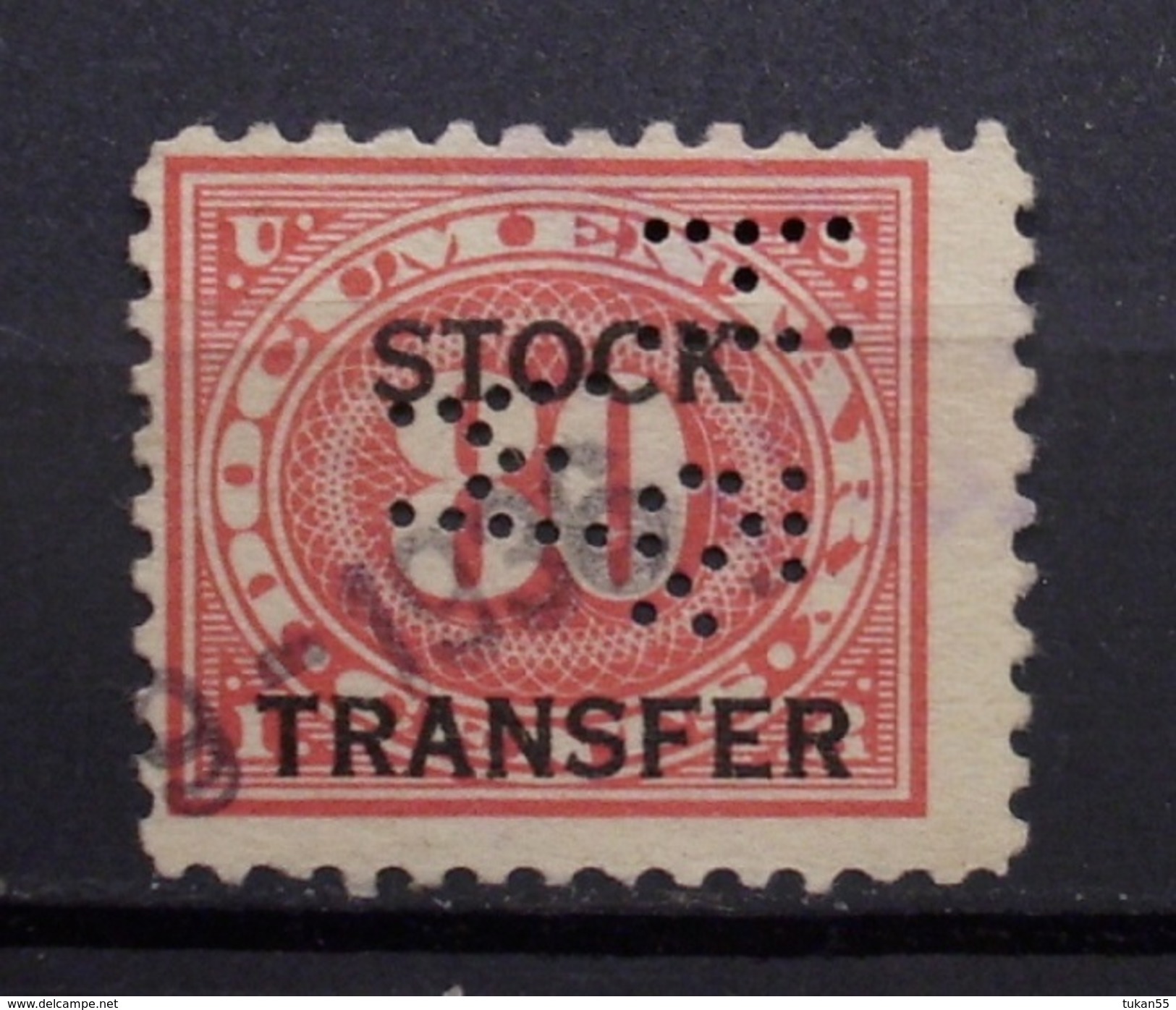 USA - 80 Cents Perfins Aufdruck Stock Transfer 1936 Abart ! Datum Stempel      (R527) - Zähnungen (Perfins)