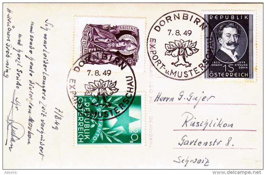 DORNBIRN - Export- U.Mustermesse 1949, Fotokarte, Seltene 3 Fach Sonderfrankierung Und Sonderstempel, Gute Erhaltung - Dornbirn