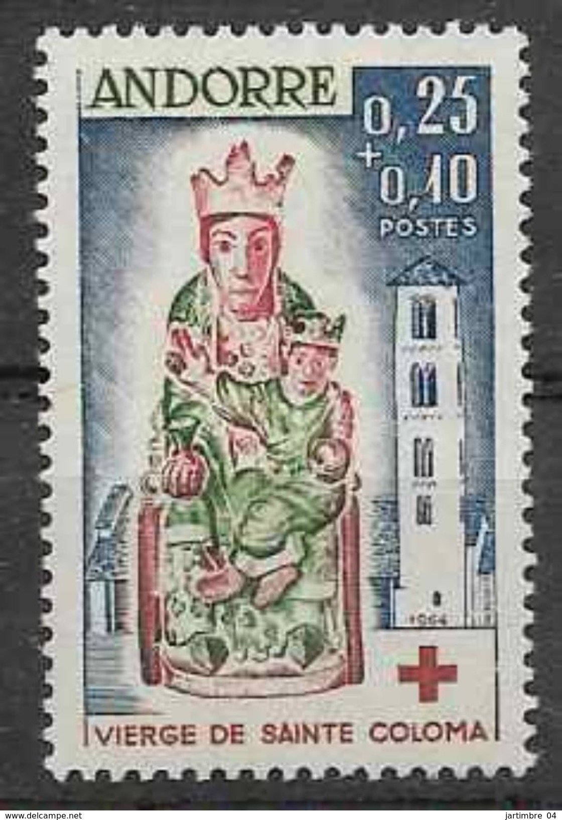 1964 ANDORRE Français 172* Vierge De Ste Coloma, Charnière Propre, Hinge - Unused Stamps