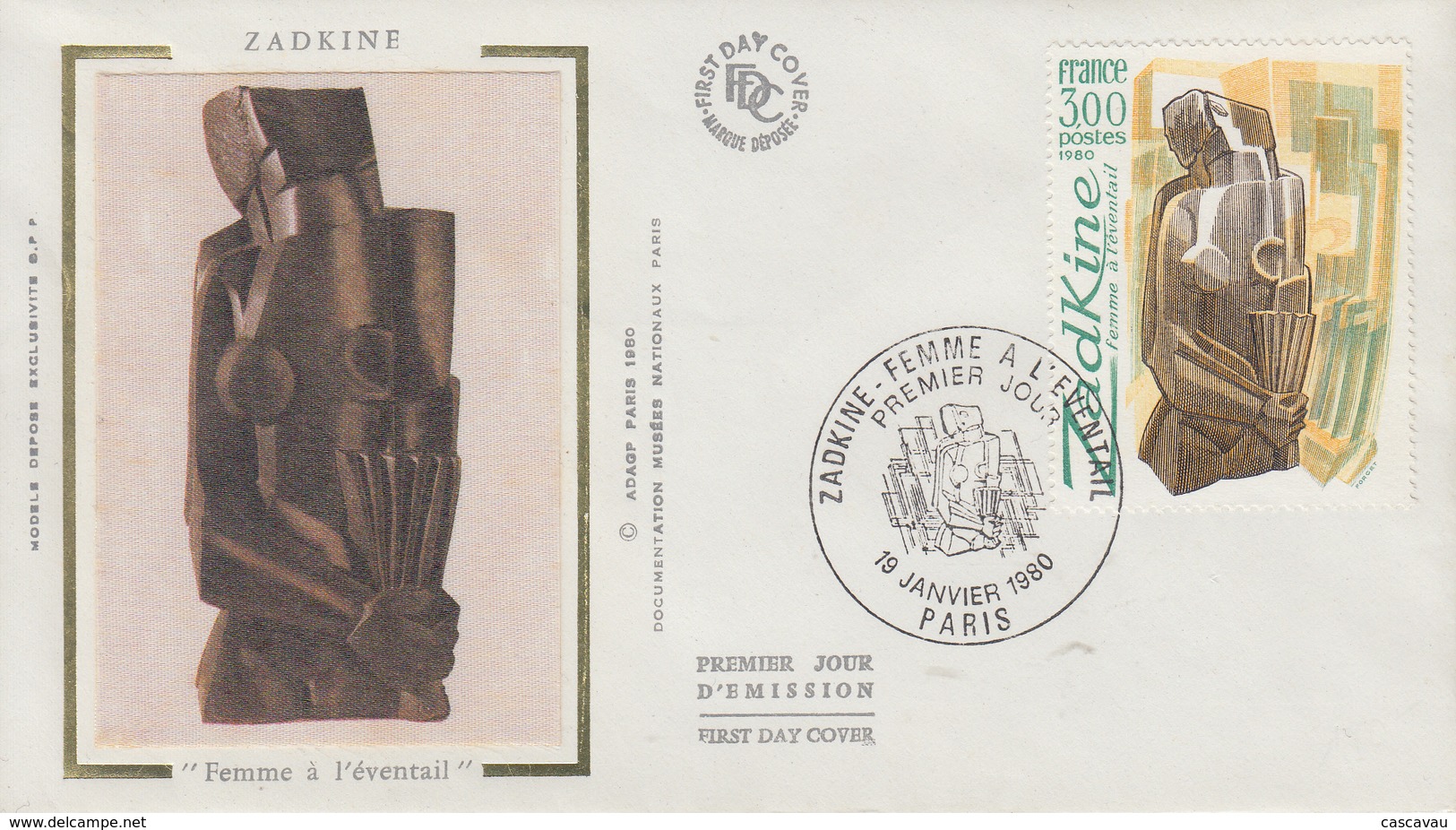 Enveloppe  FDC  1er  Jour   FRANCE   Oeuvre  De   ZADKINE   1980 - 1980-1989