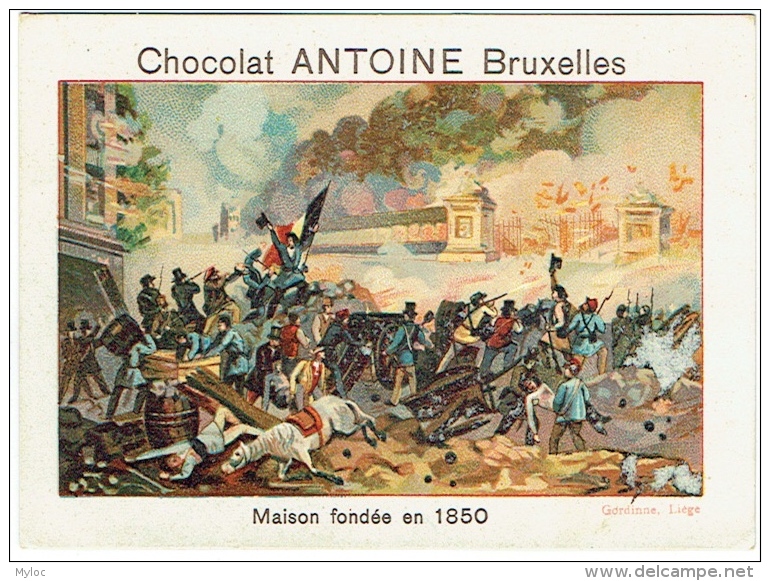 Chromo Publicité. Chocolat Antoine Bruxelles. Attaque Du Parc Par Les Volontaires. - Sonstige & Ohne Zuordnung