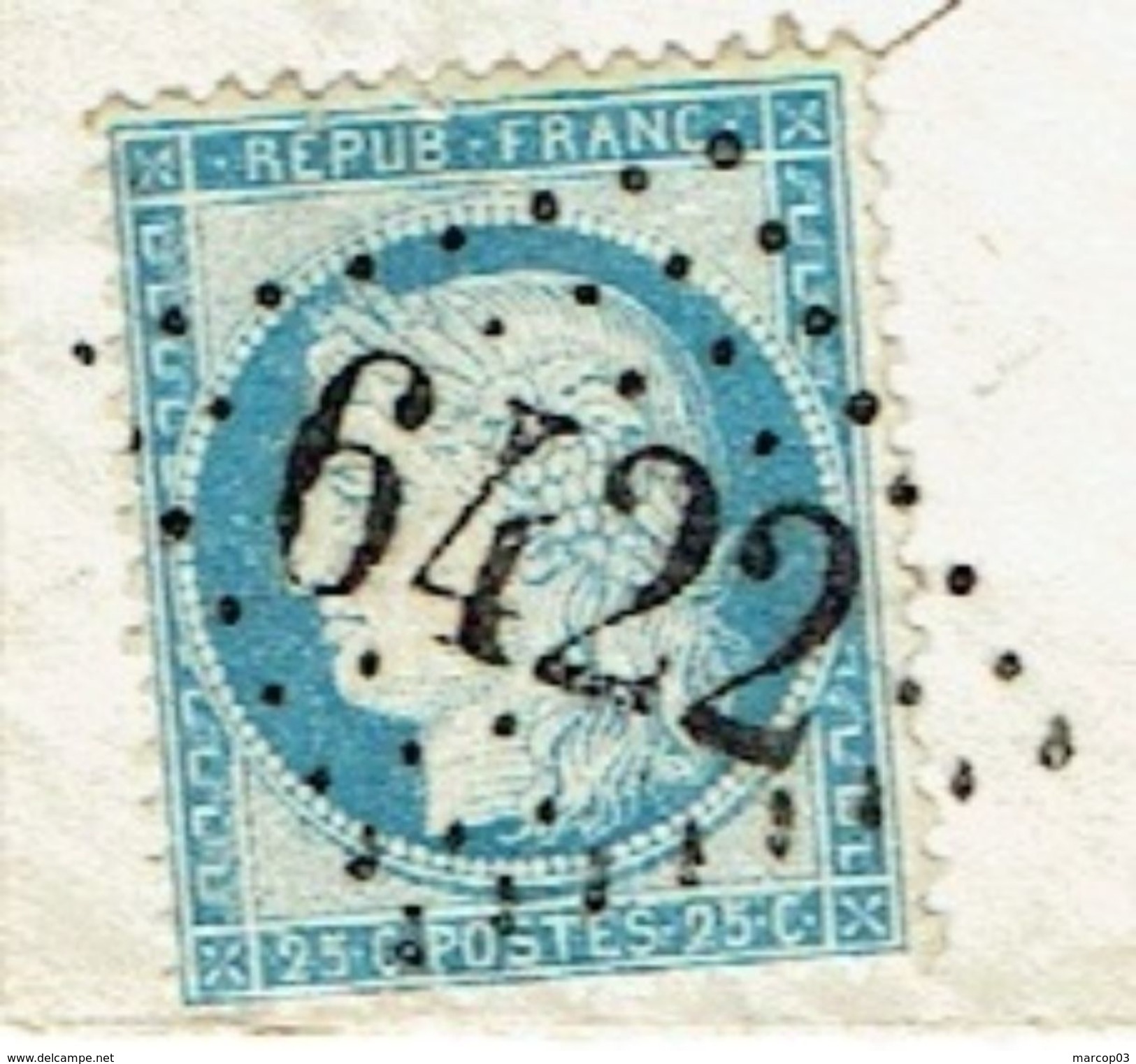 SEINE ET MARNE 77 BETON BAZOCHE Env Vide TAD 17 Du 15/07/1875 GC 6422 Sur N° 60  SUP Ind 19 - 1849-1876: Période Classique