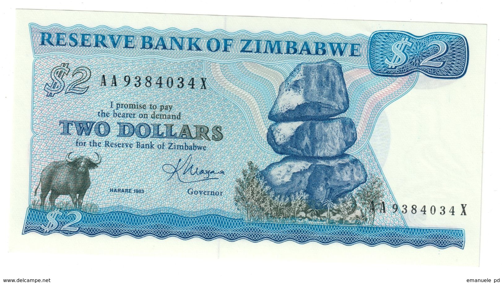 Zimbabwe 2 Dollars 1983 UNC - Zimbabwe