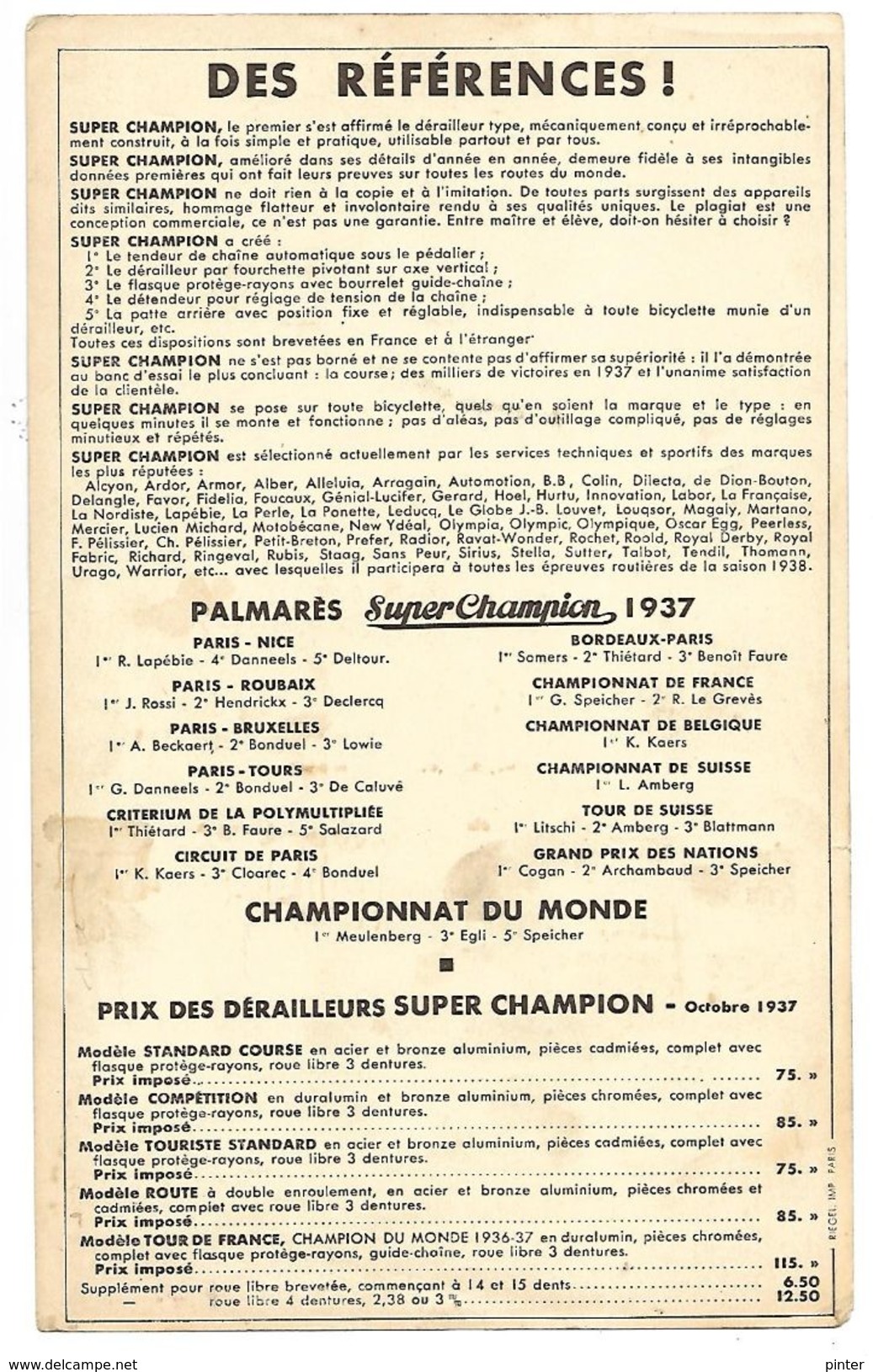 CYCLISTE - FRANTZ BONDUEL - Vainqueur De Marseille-Lyon 1937 - Cyclisme
