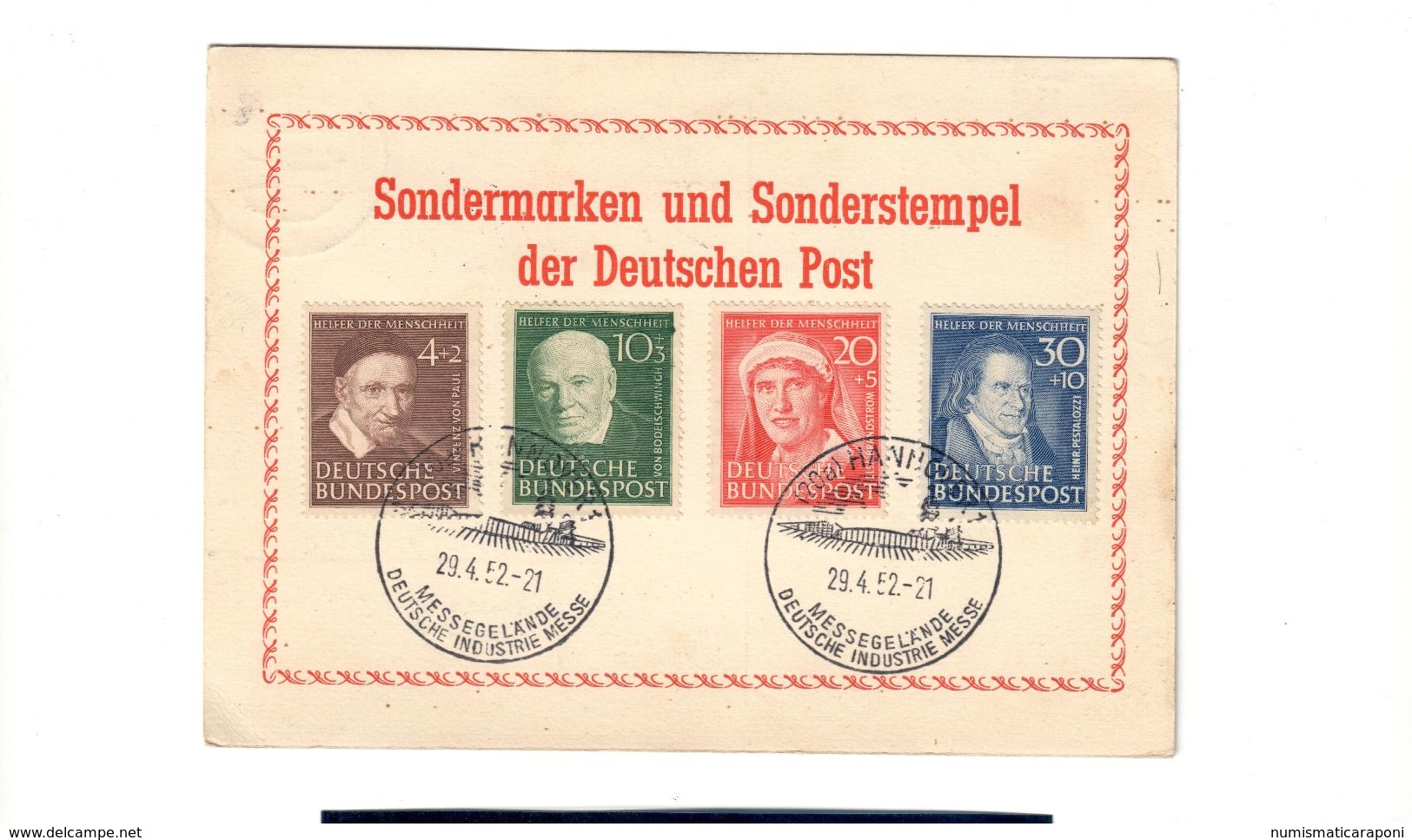 GERMANIA BRD 1951 Benefattori 4 Francobolli Su Postkart  Bu.107 - Storia Postale