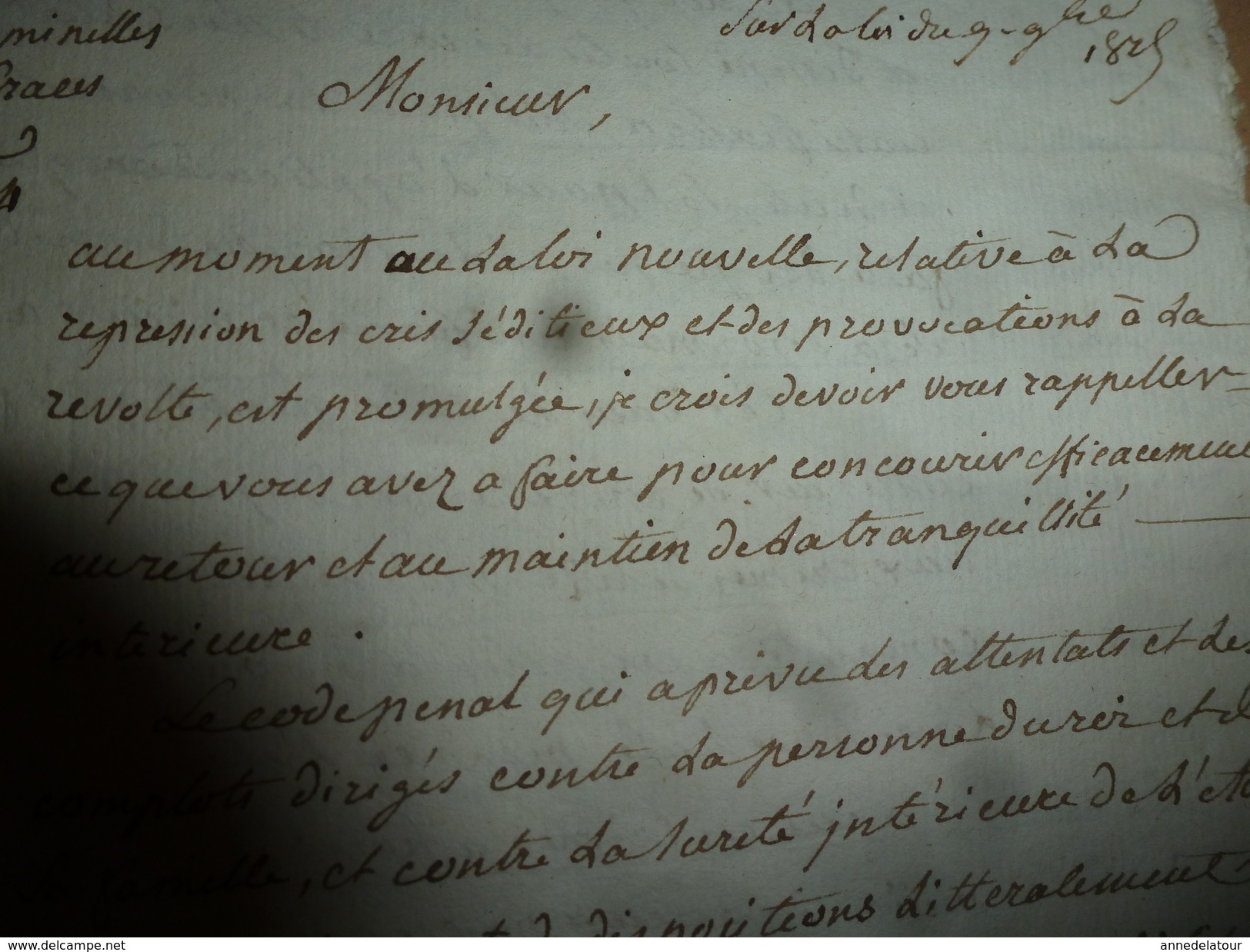 1815 Sur La Répression Des Cris Séditieux Et Provocation à La Révolte : Rapport Manuscrit Du Ministre MARBOIS - Collections