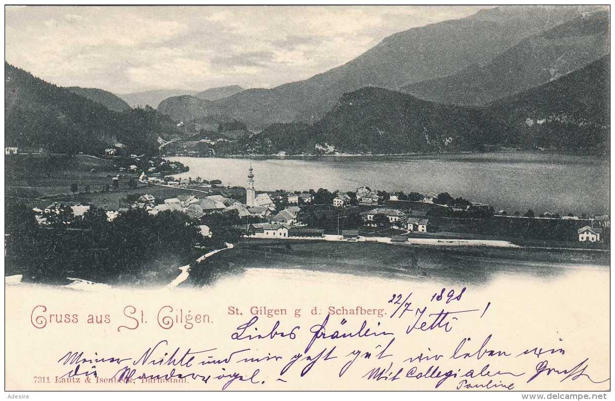 Litho Gruss Aus ST.GILGEN (Salzburg) - St.Gilgen Gegen Den Schafberg, Gel.1898 - St. Gilgen