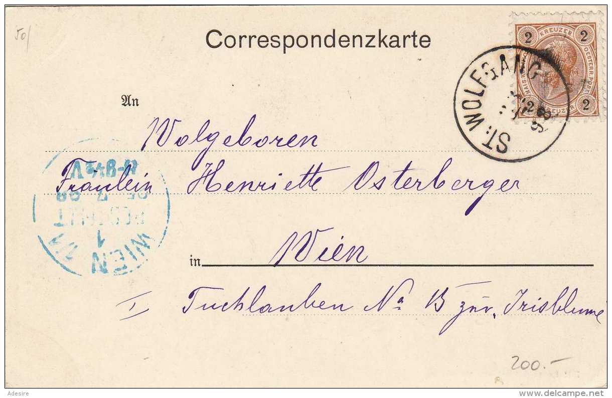 Litho Gruss Aus ST.GILGEN (Salzburg) - St.Gilgen Gegen Den Schafberg, Gel.1898 - St. Gilgen