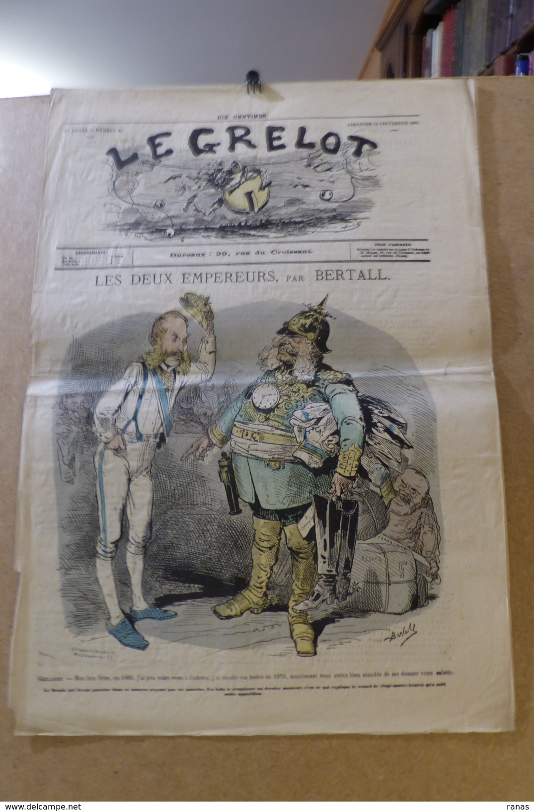 Revue Journal Le Grelot Satirique Caricature 50 X 32 Germany Allemagne Bismarck N° 22 De 1871 Guillaume - 1850 - 1899