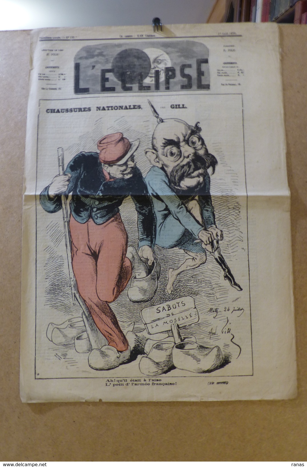 Revue Journal L'éclipse Satirique Caricature 50 X 32 Germany Allemagne Bismarck N° 132 De 1870 Sabot Moselle - 1850 - 1899