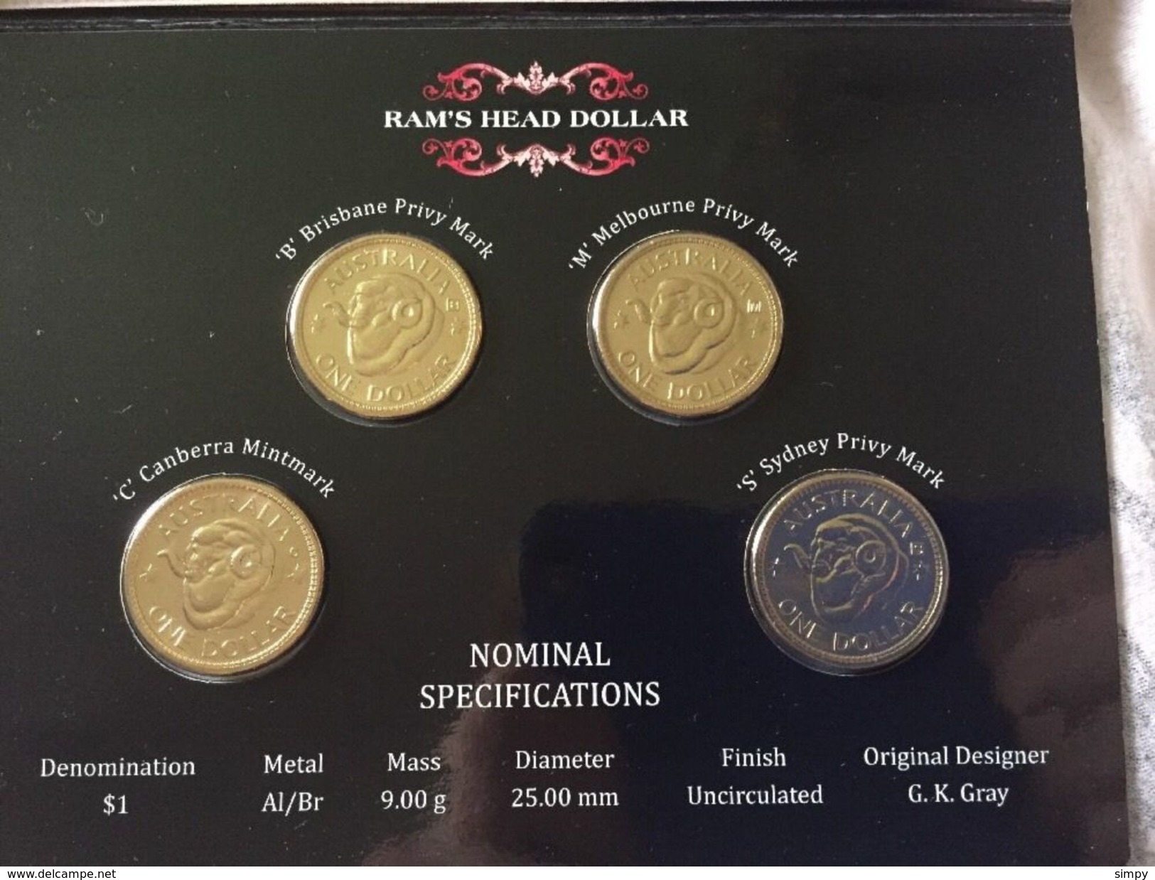 Australia 4x 1 Dollar 2011 Ram's Head Four Coin Mintmark And Privy Mark Set UNC - Ongebruikte Sets & Proefsets