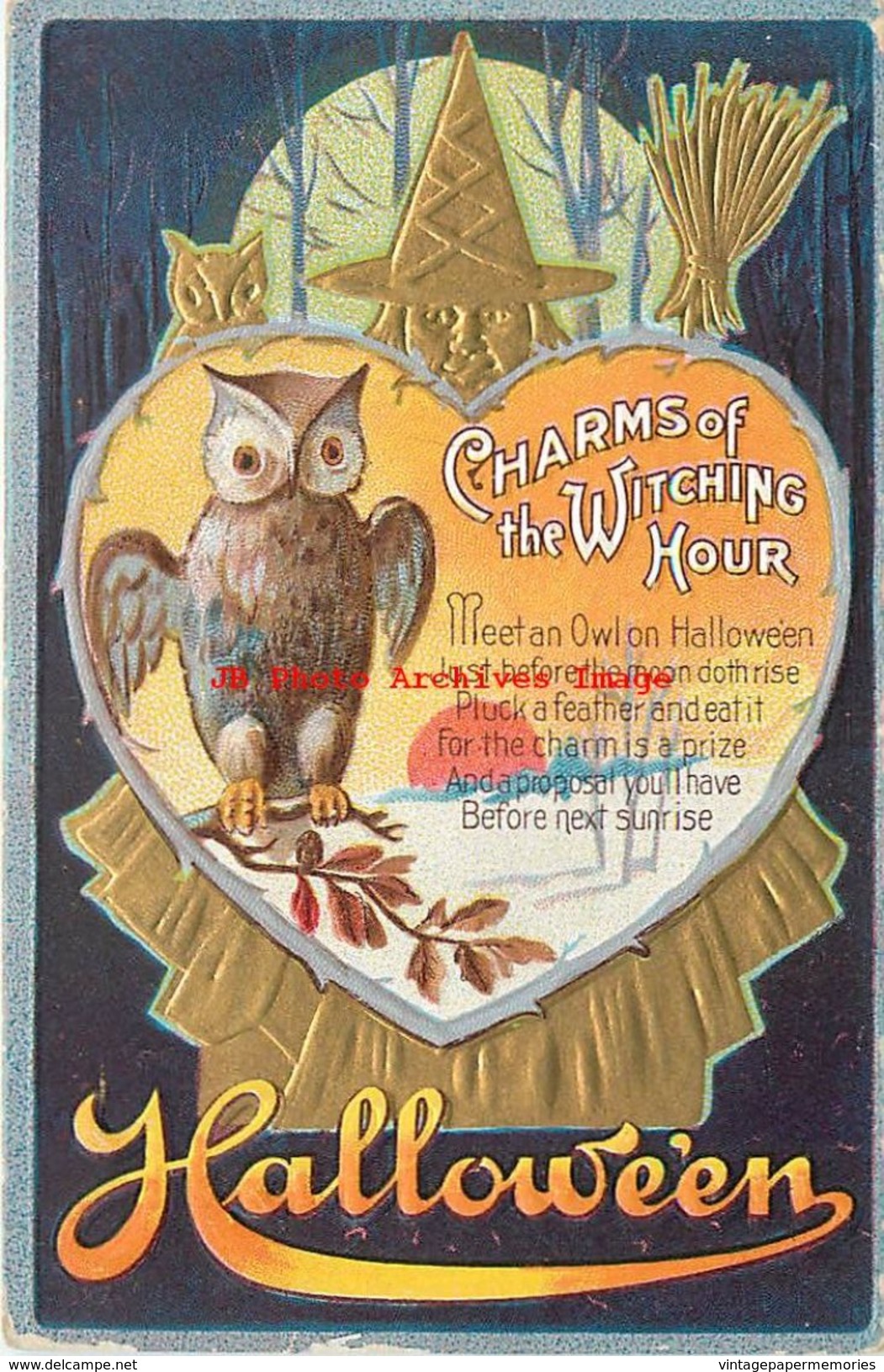 276829-Halloween, Jackson No MLJ02-6 Gold, Charms Of Witching Hour, Owl On Branch - Halloween
