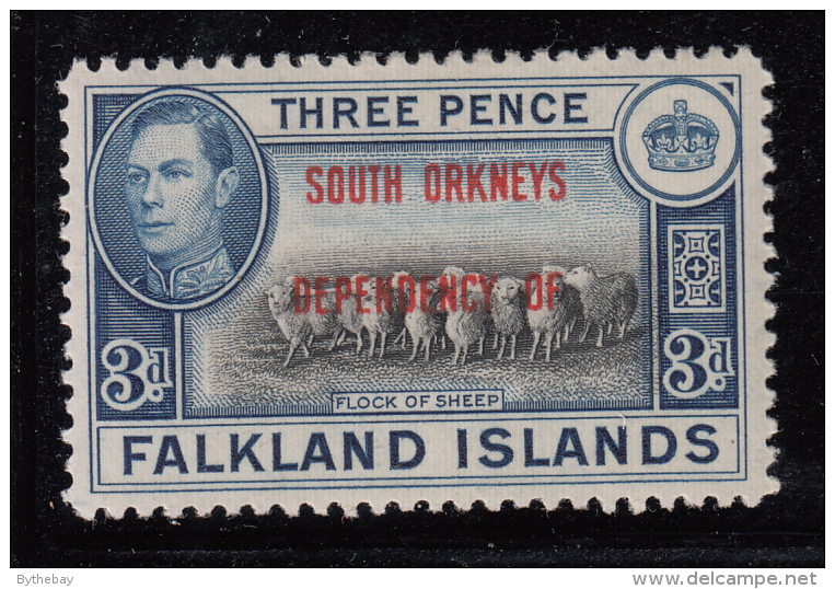 Falkland Islands Dependencies 1944 MH Scott #4L4 3p Flock Of Sheep South Orkneys O/p - Falkland Islands