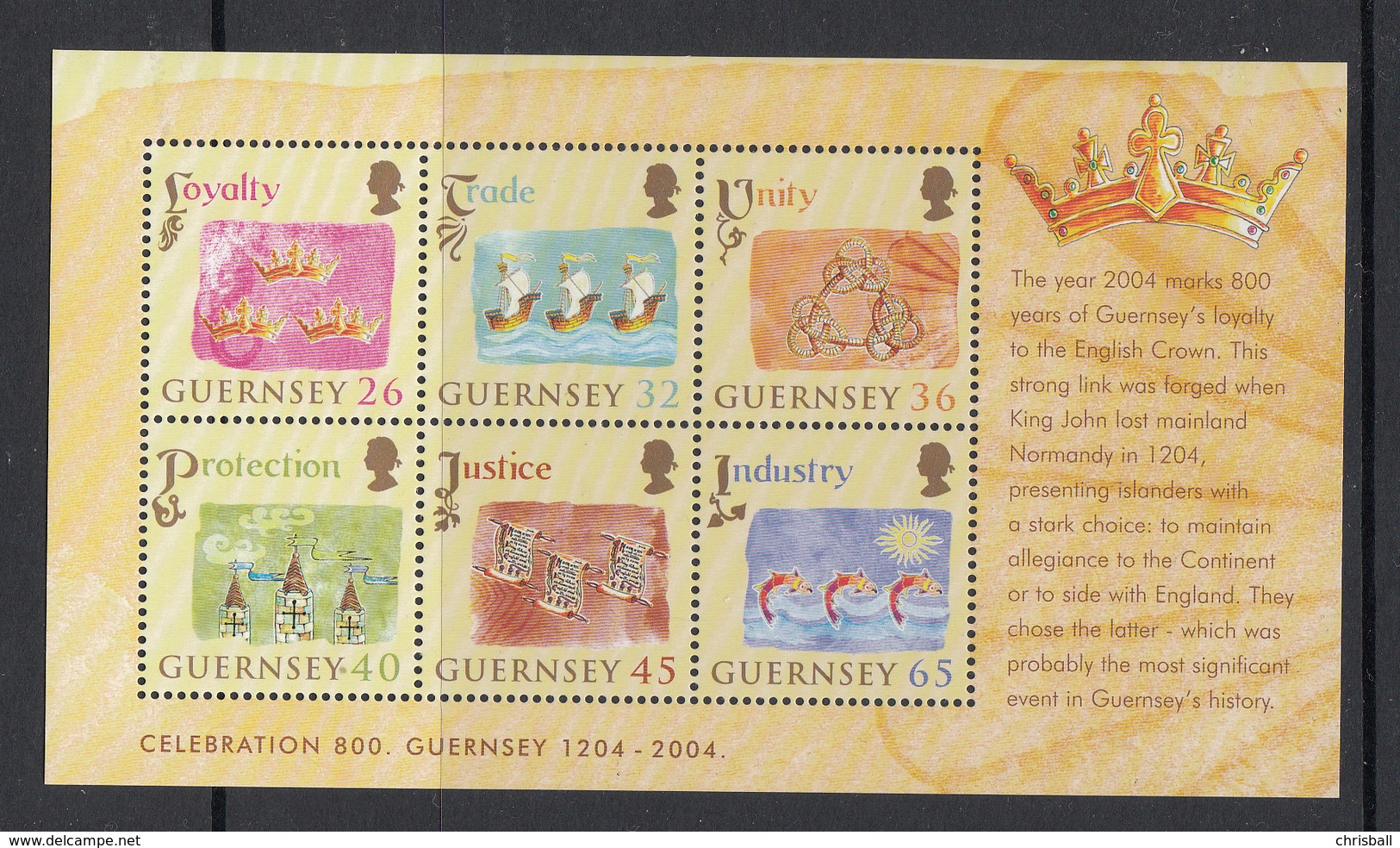 Guernsey Set Of 6, M/Sheet, Allegiance To England - 2004 Unmounted Mint NHM - Guernsey